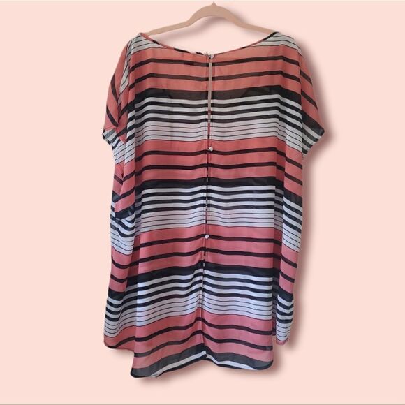 TORRID | EUC Georgette Striped Sheer Chiffon Blouse Top Open Button Back… - Picture 4 of 8